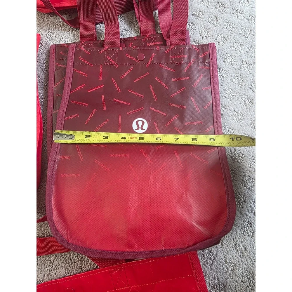 Lululemon Reusable Tote Bag Lot of 19 Small and Medium Red Black White Shopping